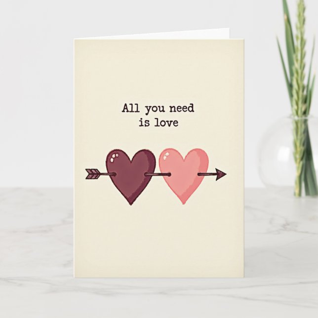 Love Arrow Hearts Together Card (Front)