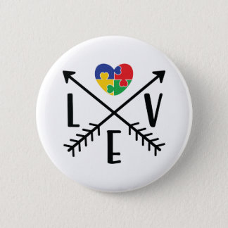 Love Arrows | Puzzle Piece Heart Autism Awareness Button