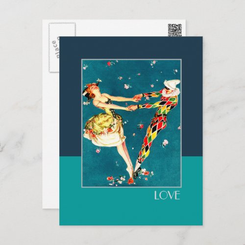 Love Art Deco Valentines Day  Holiday Postcard