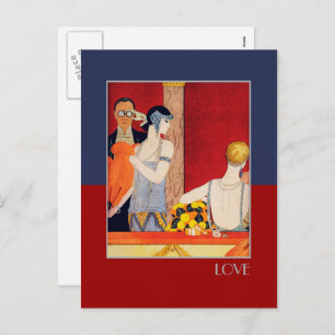 Love. Art Deco Valentine's Day Holiday Postcard