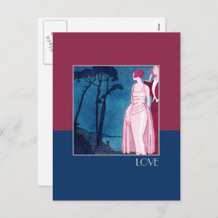 Love. Art Deco Valentine's Day Holiday Postcard