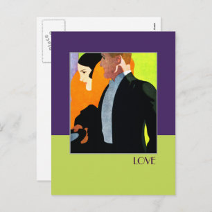 Love. Art Deco Valentine's Day Holiday Postcard