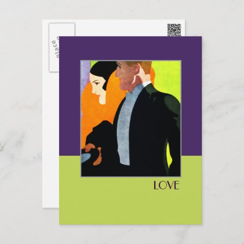 Love Art Deco Valentines Day Holiday Postcard