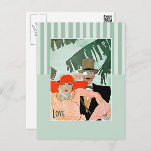 Love Art Deco Valentines Day Holiday Postcard
