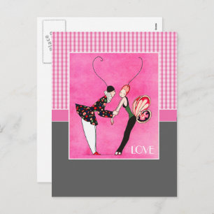 Love. Art Deco Valentine's Day Holiday Postcard