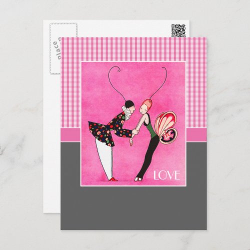 Love Art Deco Valentines Day Holiday Postcard