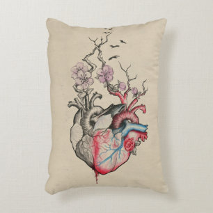 Love art Surreal Anatomical hearts Flowers Vintage Decorative Pillow