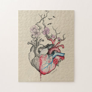Love art Surreal Anatomical hearts Flowers Vintage Jigsaw Puzzle