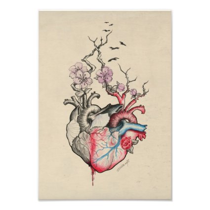 Love art Surreal Anatomical hearts Flowers Vintage Photo Print