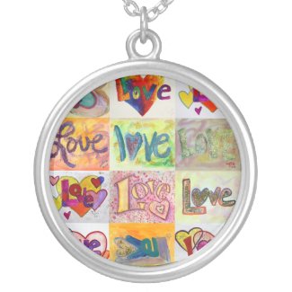 Love Art Word Painting Silver Necklace