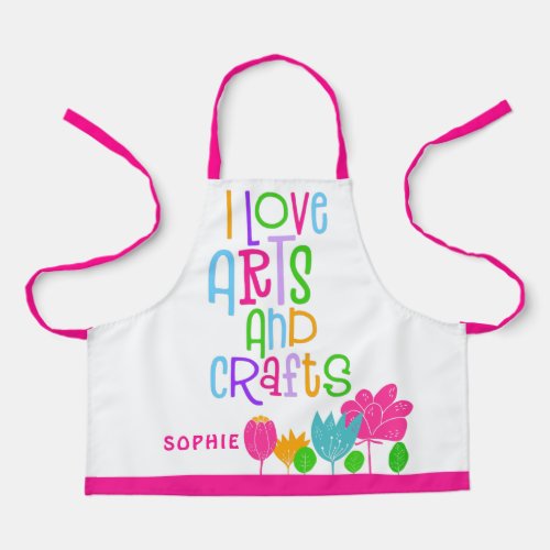 Love Arts  Crafts Typography Florals Name White Apron