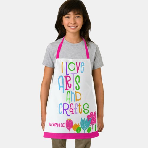 Love Arts  Crafts Typography Florals Name White Apron
