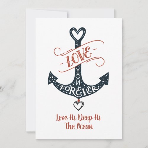 Love As Deep As The Ocean Anchor Valentines Day Holiday Card