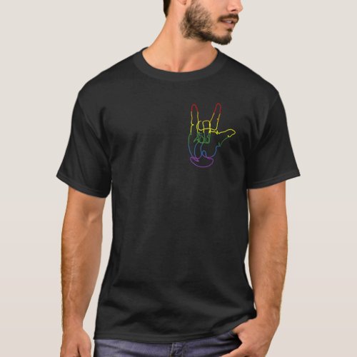 Love Asl American Sign Language Rainbow Gay Pride  T_Shirt