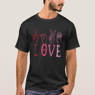 Love ASL Hearts Valentines Day Cute American Sign  T-Shirt