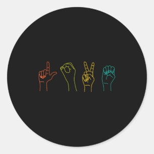 Love Asl Sign Language Alphabet Valentines Day Classic Round Sticker
