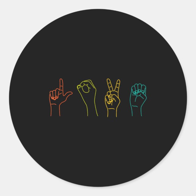 Love Asl Sign Language Alphabet Valentines Day  Classic Round Sticker (Front)