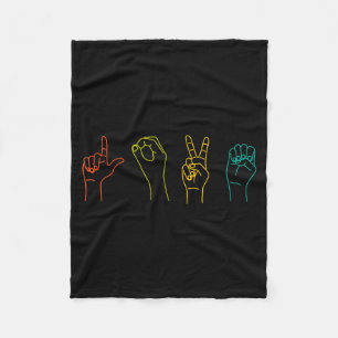 Love Asl Sign Language Alphabet Valentines Day Fleece Blanket