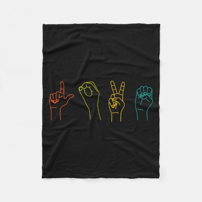 Love Asl Sign Language Alphabet Valentines Day  Fleece Blanket (Front)