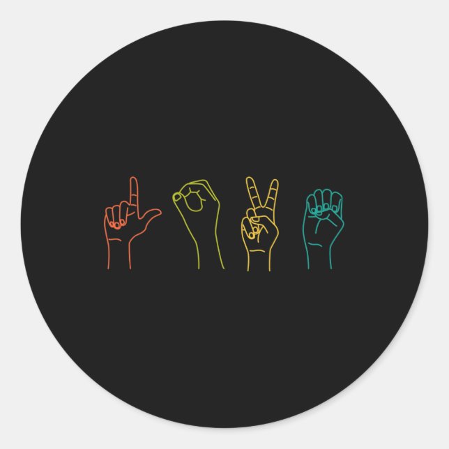 Love ASL Sign language Alphabet Valentines Day Gif Classic Round Sticker (Front)
