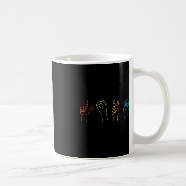 Love ASL Sign language Alphabet Valentines Day Gif Coffee Mug (Right)