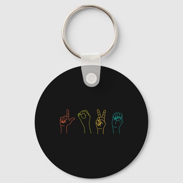 Love ASL Sign language Alphabet Valentines Day Gif Keychain (Front)