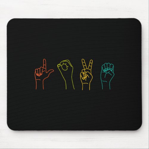 Love Asl Sign Language Alphabet Valentines Day  Mouse Pad