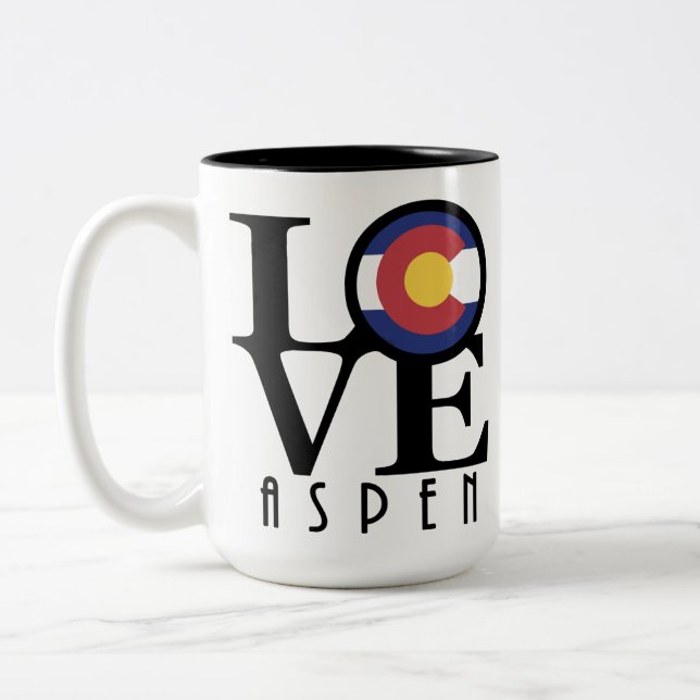LOVE Aspen Colorado 15oz Two-Tone Coffee Mug (Left)