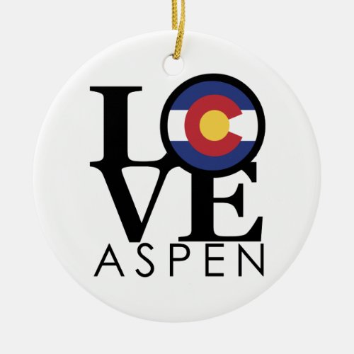 LOVE Aspen Colorado Ceramic Ornament