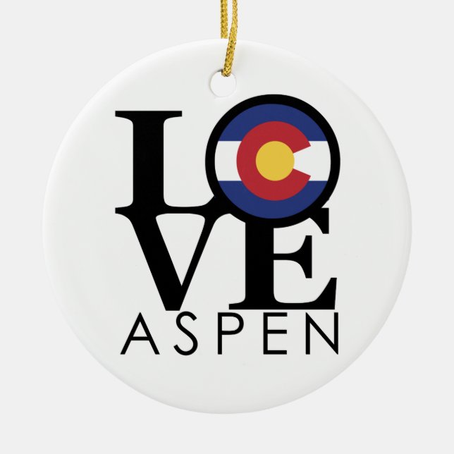 LOVE Aspen Colorado Ceramic Ornament (Front)