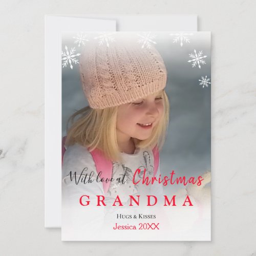 Love At Christmas Grandma Photo Snowflake Holiday