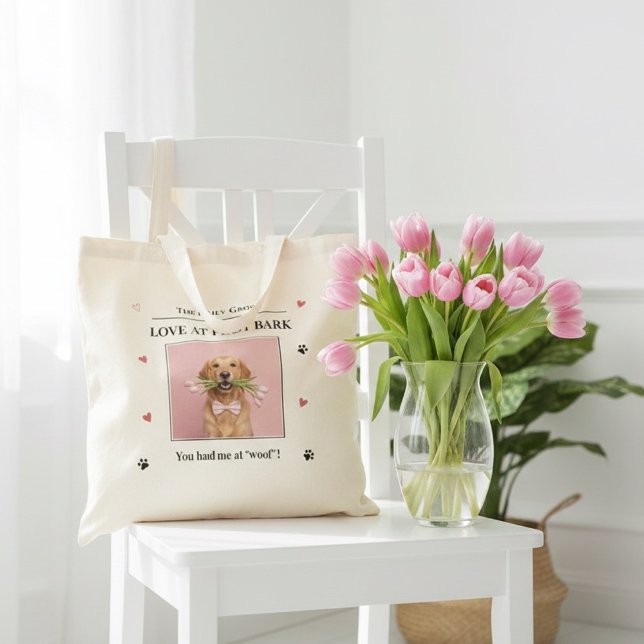 Love at First Bark Personalized Dog  Tote Bag (Creator Uploaded)