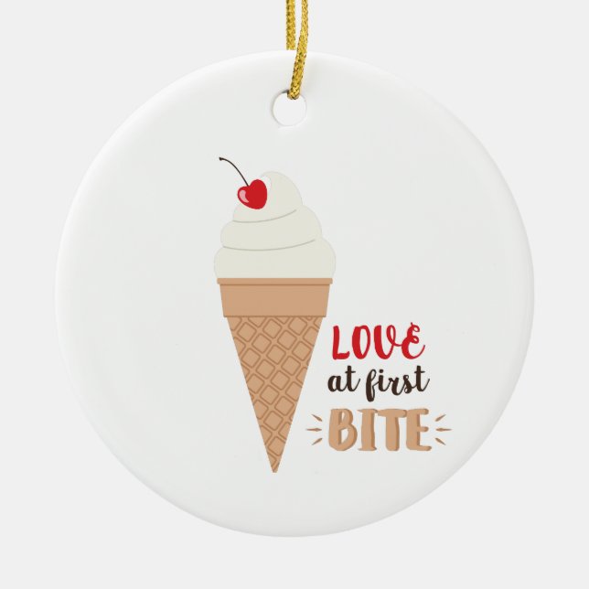 Love At First Bite Ceramic Ornament (Front)