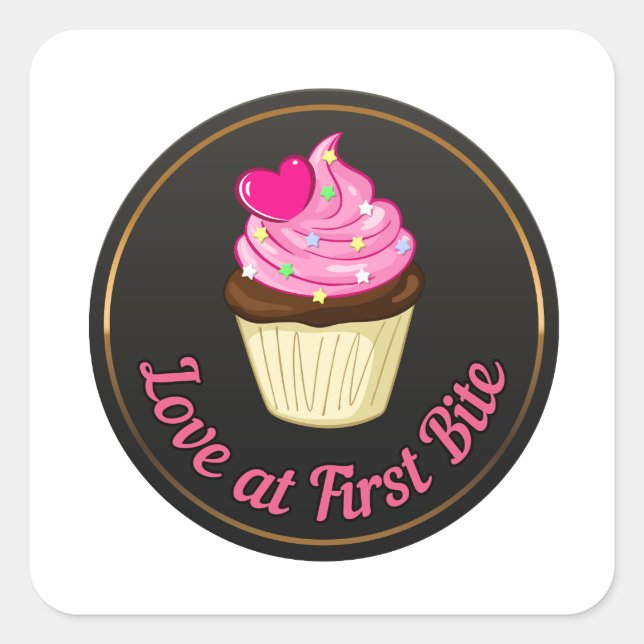 Love at first bite Cupcake lover  Square Sticker (Front)