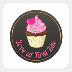 Love at first bite Cupcake lover  Square Sticker