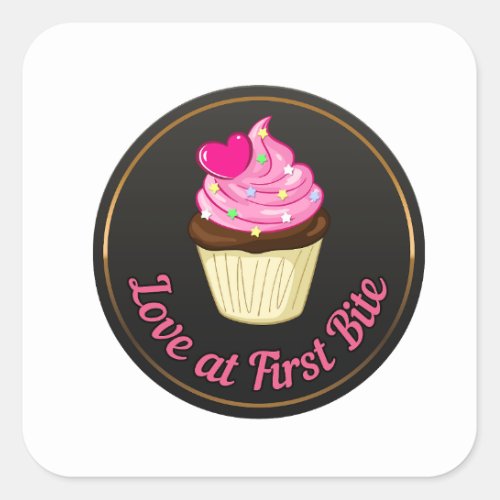 Love at first bite Cupcake lover  Square Sticker