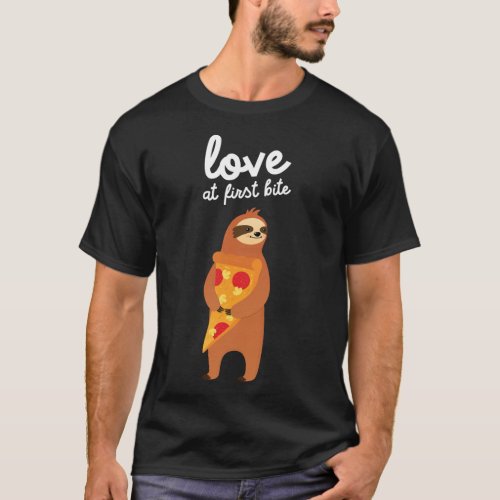 Love at First Bite _ Cute Sloth With Pizza Slice V T_Shirt