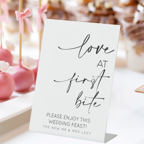 Love At First Bite Food Table Pedestal Sign
