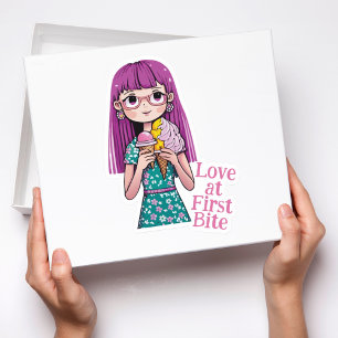 "Love At First Bite" fun Ice Cream Cones Sticker