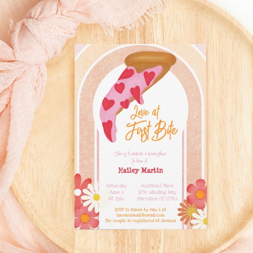 Love At First Bite Pizza Party Bridal Shower Invitation