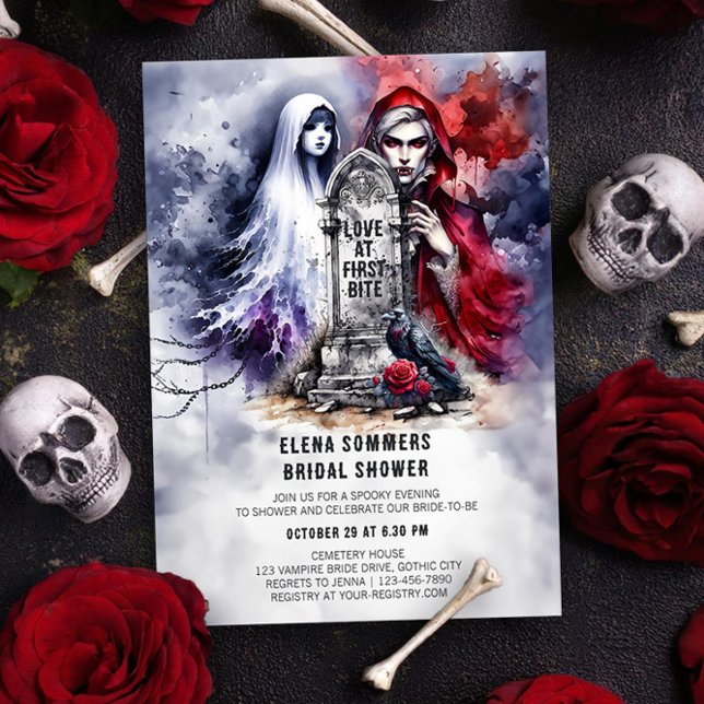 Love at First Bite Vampire Bride Bridal Shower Invitation (Love at First Bite Vampire Bride Bridal Shower Invitation by Darling & May)