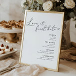 Love at First Bite Wedding Desserts Menu Sign<br><div class="desc">Custom-designed wedding desserts menu poster sign featuring "Love at first bite" elegant heart calligraphy with modern black and white design.</div>