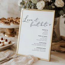 Love at First Bite Wedding Desserts Menu Sign