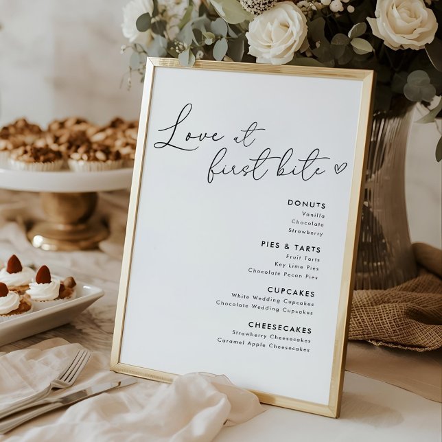 Love at First Bite Wedding Desserts Menu Sign (Creator Uploaded)