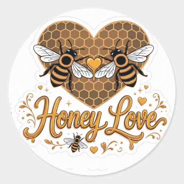 Love at first buzz classic round sticker (Front)