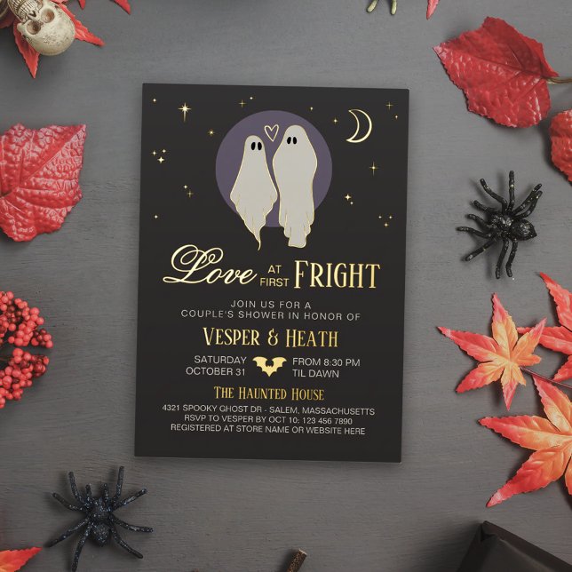 Love at First Fright Halloween Couple's Shower Foil Invitation (Creator Uploaded)