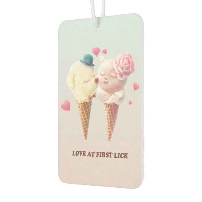 Love at First Lick: Bichon & Cat Ice Cream Art Air Freshener (Left)