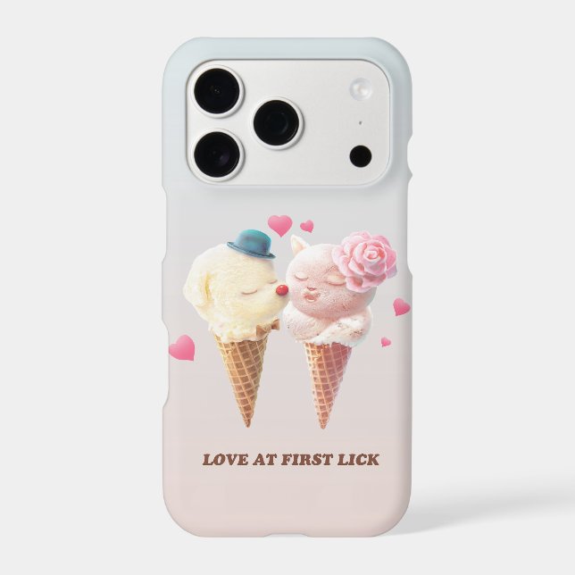 Love at First Lick: Bichon & Cat Ice Cream Art Case-Mate iPhone Case (Back)