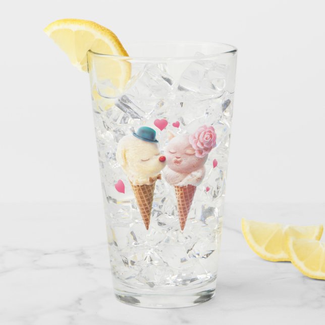 Love at First Lick: Bichon & Cat Ice Cream Art Glass (Front Ice)
