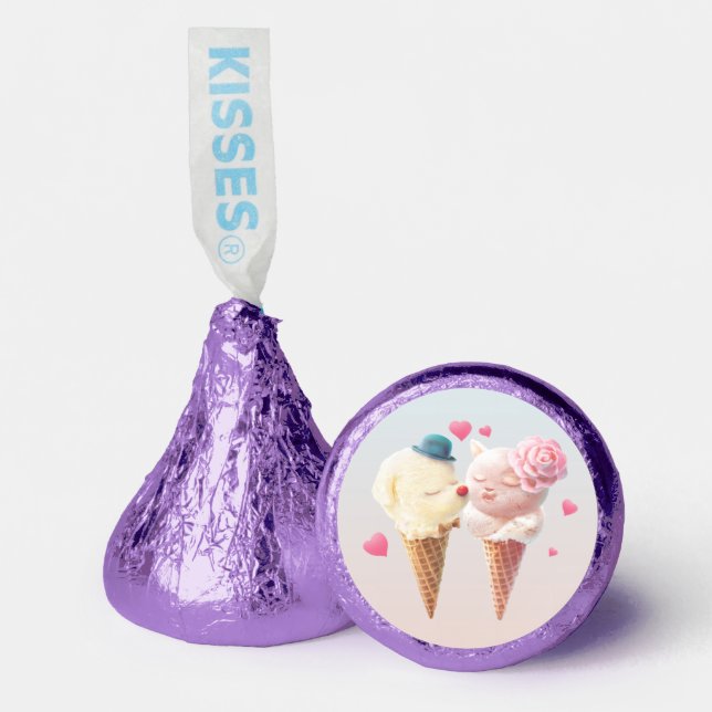 Love at First Lick: Bichon & Cat Ice Cream Art Hershey®'s Kisses® (Front)